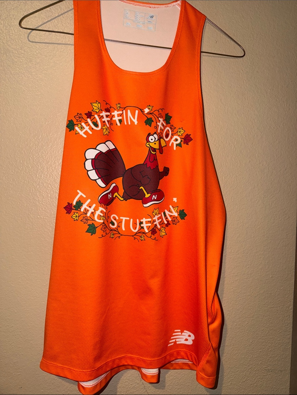New Balance Orange 'Huffin For The Stuffin' Turkey Racing Bib